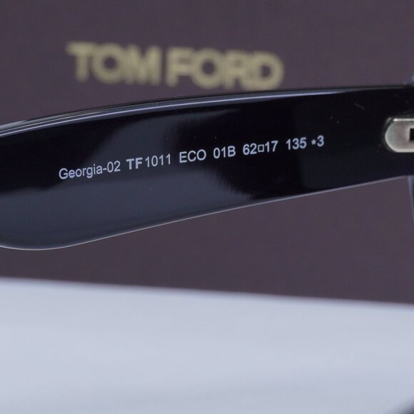 Tom Ford Georgia-02 FT1011 01B Sunglasses Black Round Frame, Smoke Lenses